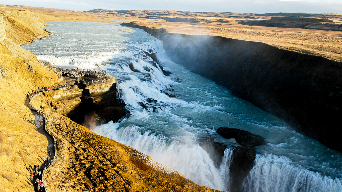 Der Gollfuss Wasserfall in Island ist einer der gewaltigsten Europas