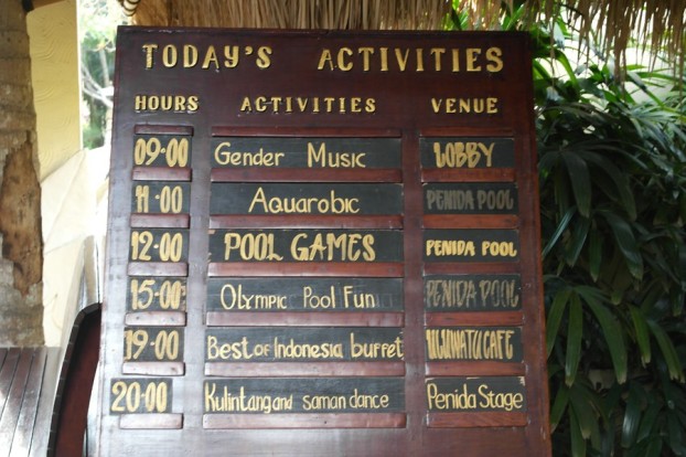 Tagesprogramm der Aktivitäten im Novotel Bali Benoa