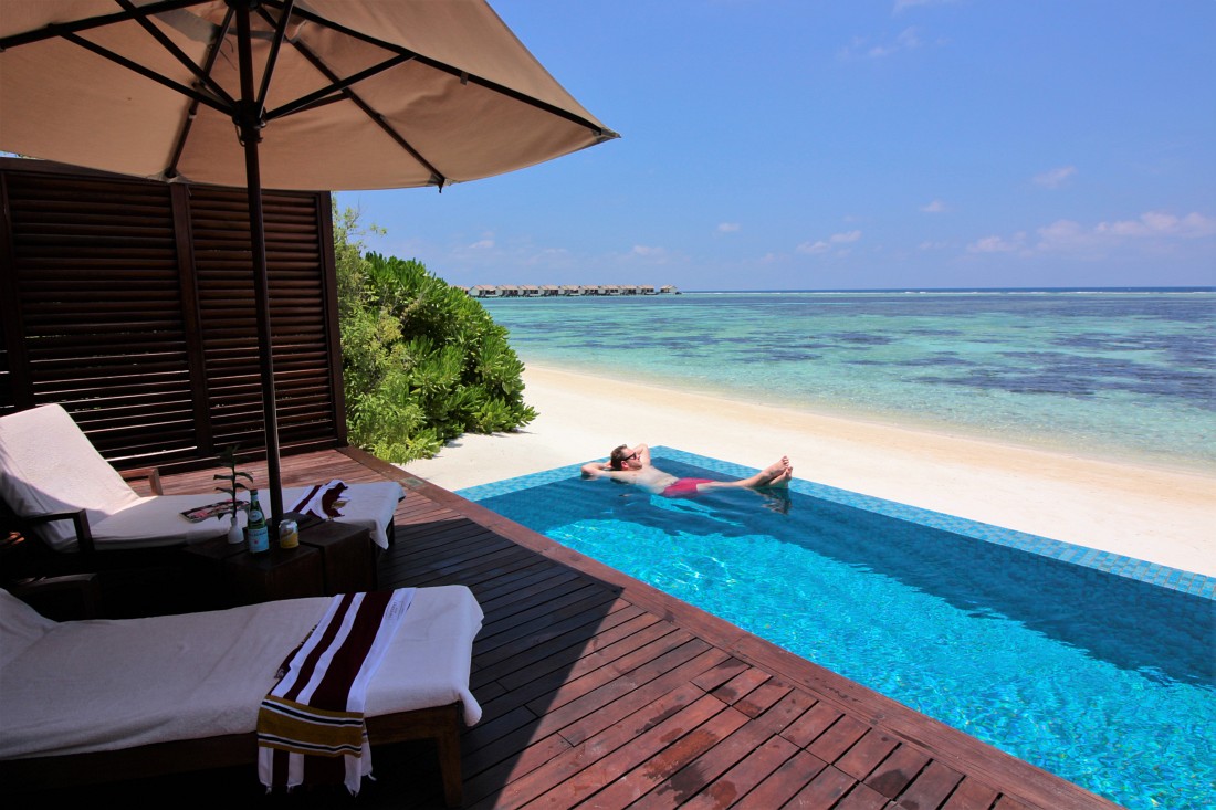 Unser privater Pool bei The Residence Maldives“class=